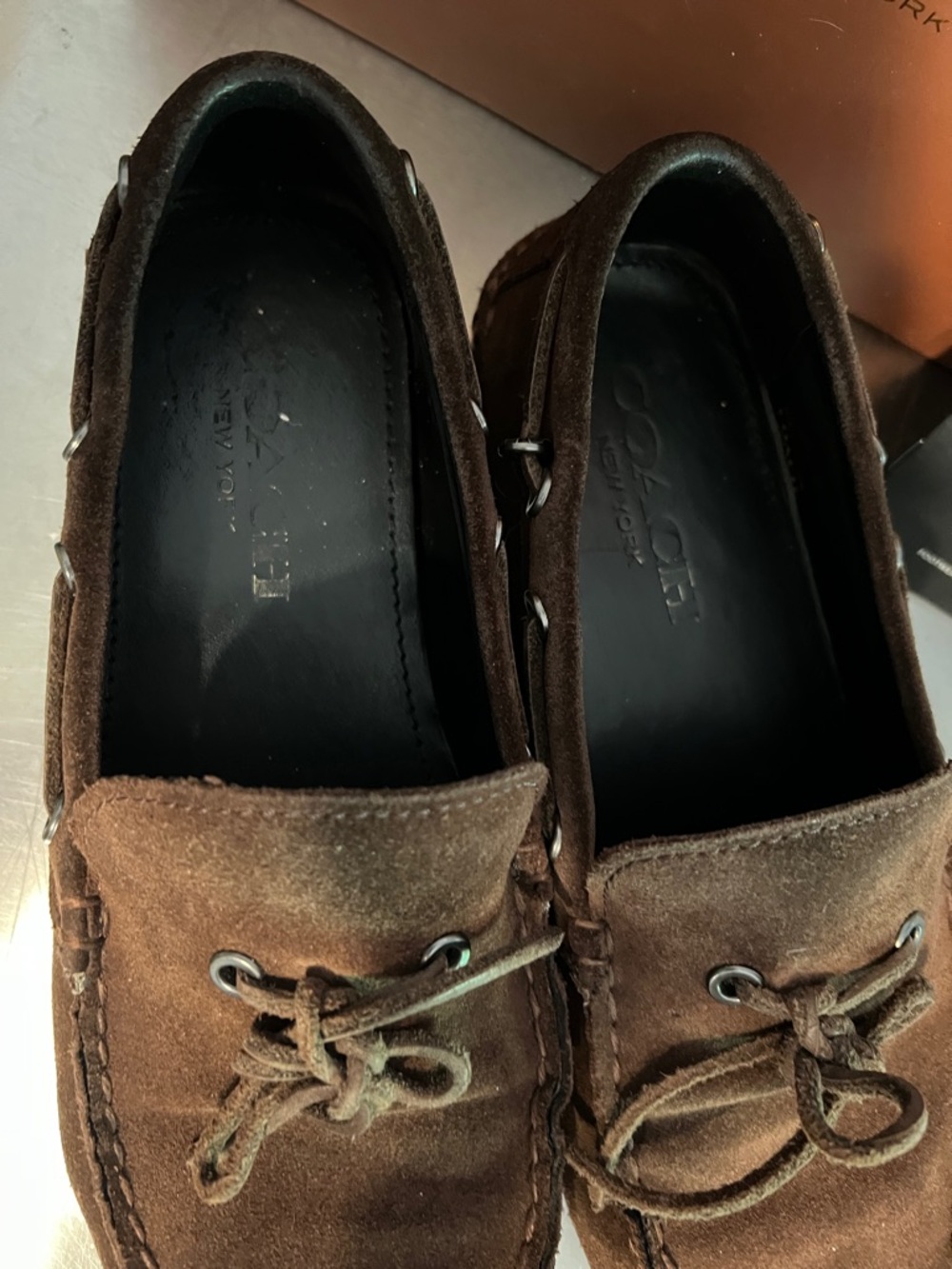 COACH Men's Brown Suede Boat Shoes - Picture 6 of 12